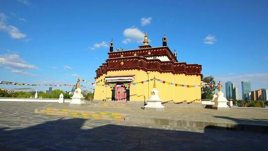 西藏古建筑经幡视频素材