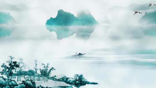 中式水墨山水风景