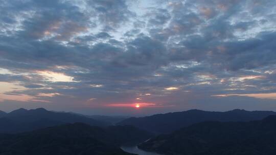 夕阳晚霞日落火烧元航拍视频素材模板下载