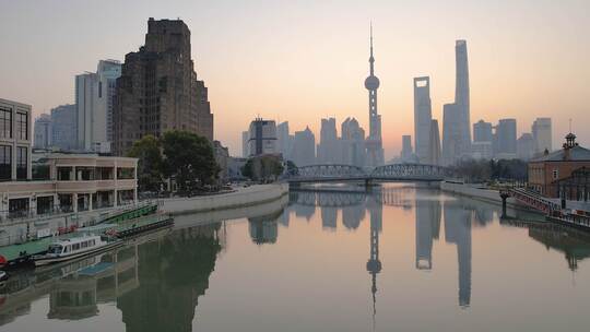 上海·陆家嘴日出 ·空镜头航拍
