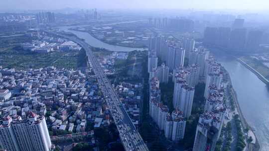 广州珠江城市住宅高楼建筑航拍风光