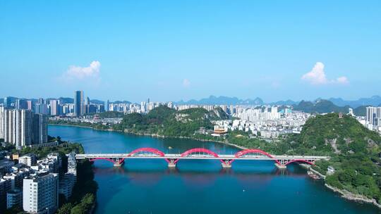 柳州柳江风景航拍文惠桥江景