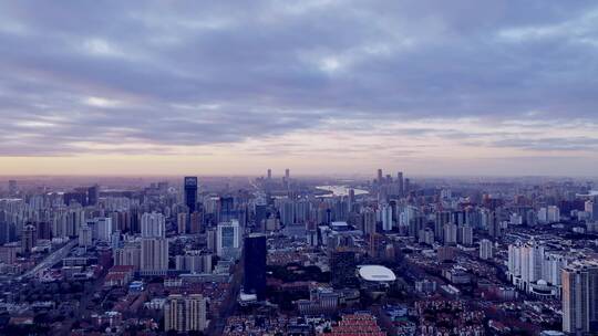 上海浦西清晨航拍空镜