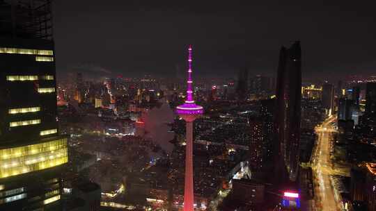 辽宁 沈阳 城市 夜景 灯光 车流 航拍