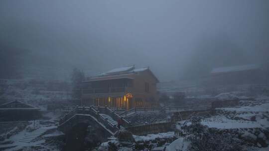 雪后山村云和坑根景区