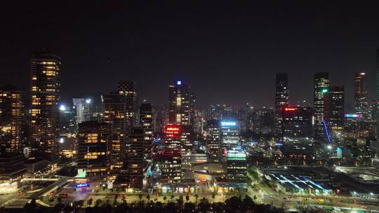 深圳南山区深圳湾夜景航拍