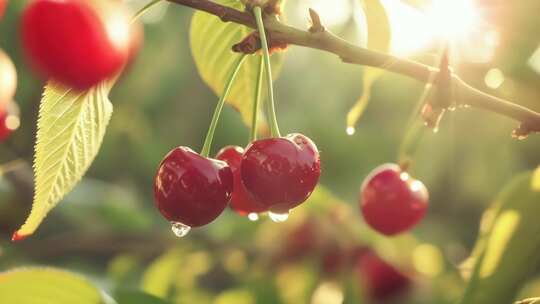 樱桃车厘子高质量水果樱桃特写 唯美樱桃
