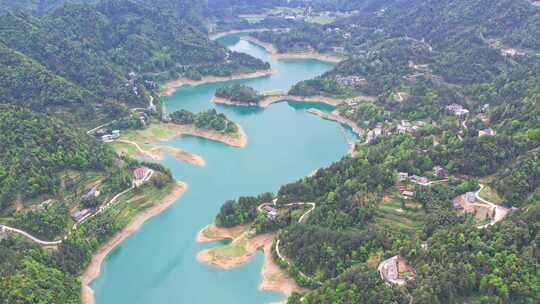 水库湖泊农田水利湖北恩施车坝河水库航拍