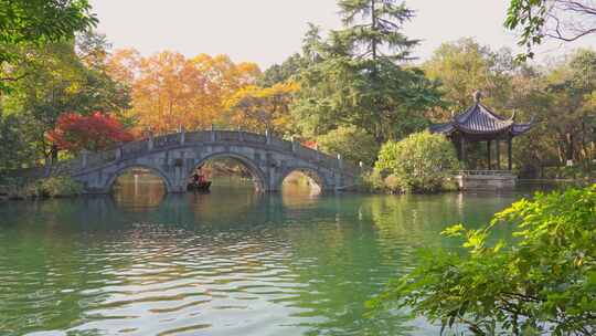 杭州西湖花港观鱼秋天风景