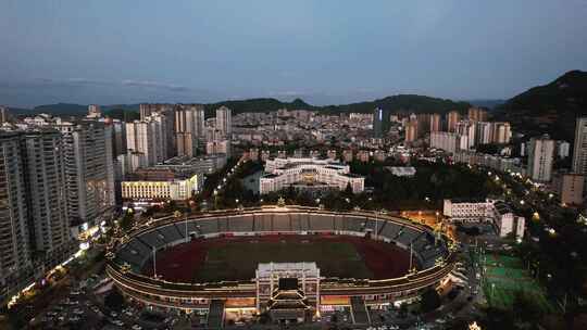 合集凯里民族体育馆夜景航拍