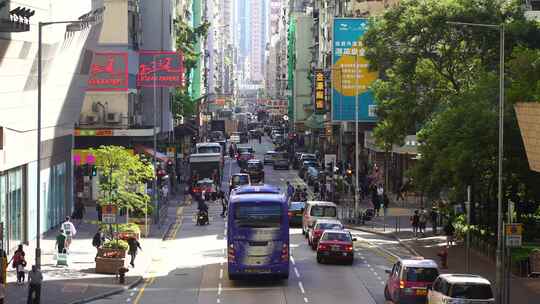 香港街道交通路况道路车流城市道路人群人流