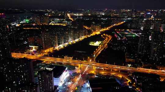 合肥大蜀山城市夜景航拍视频素材模板下载