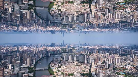 广州城市盗梦空间镜像空镜视频