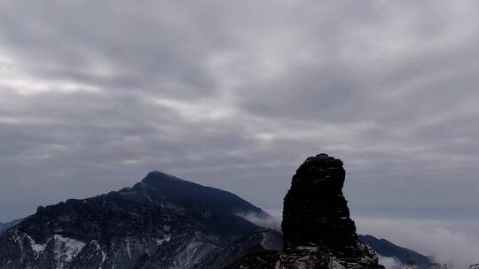 贵州梵净山5A景区雪景航拍视频素材模板下载