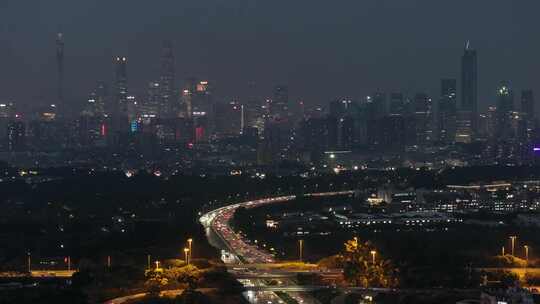 广州华南快速路夜景航拍视频素材模板下载