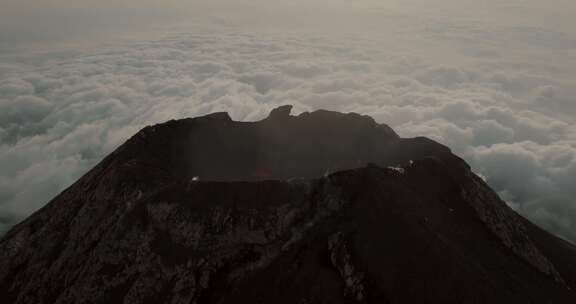 火山，危地马拉，云，烟