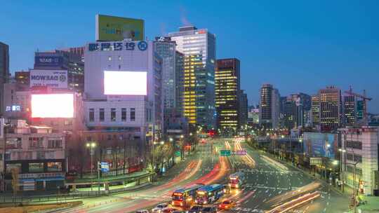 城市夜景车流延时