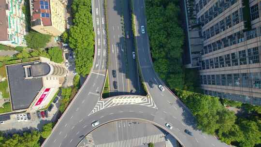 杭州市区定安路马路车辆车流风景视频素材