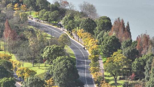 杭州湘湖路长焦航拍