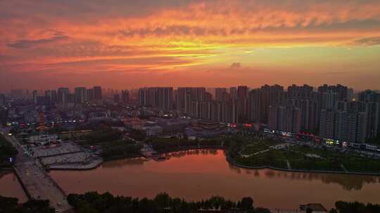 枣庄 滕州 龙泉塔 龙泉广场 晚霞