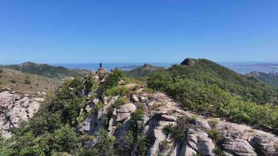 航拍威海里口山里口顶绝望坡秋季山野风景