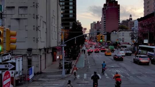 城市航拍纽约帝国大厦摩天大楼纽约街道交通视频素材模板下载