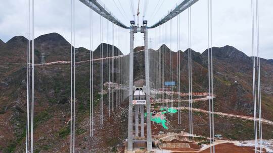 花江峡谷大桥建设航拍