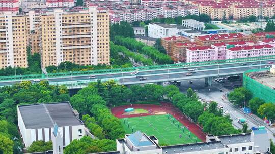 上海徐汇区马路道路车流交通航拍老沪闵路城