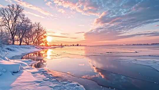 东北湖畔雪景