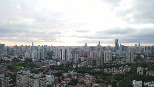 上海徐家汇地标建筑全景4K航拍视频素材模板下载