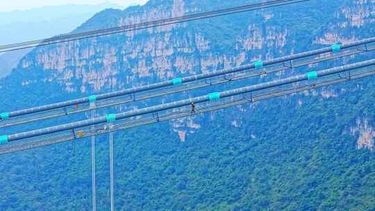 贵州花江峡谷大桥建设航拍