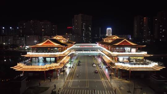 航拍南雄雄州廊桥夜景