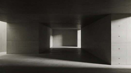 极简清水混凝土建筑光影艺术空间画面