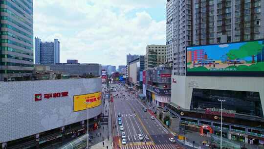 航拍长沙黄兴路商业街街景