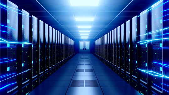 现代数据中心云计算中强大的服务器机房