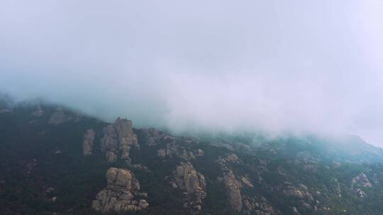 4k  航拍青岛崂山巨峰海上名山