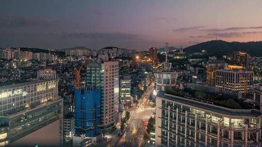 首尔城市夜晚景观延时