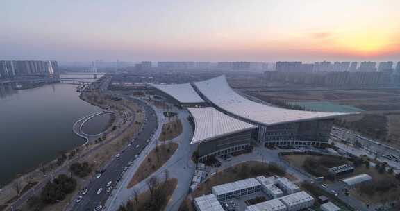 西安图书馆长安书院建筑城市日转夜延时