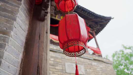 大红灯笼福字新年挂灯笼中式古典东方古建筑