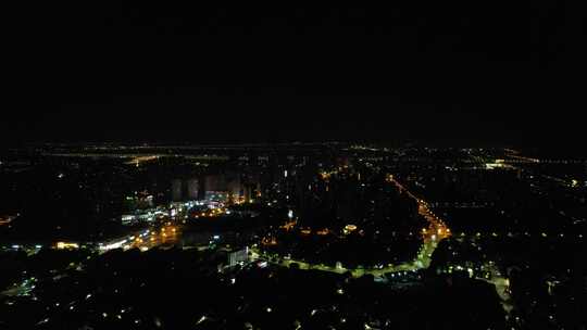 浙江绍兴城市夜景灯光交通航拍