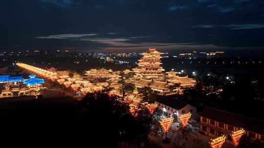 邯郸市大名县石刻博物馆运河博物馆航拍夜景