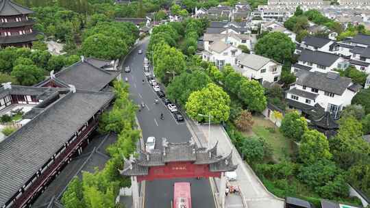 江苏苏州寒山寺航拍