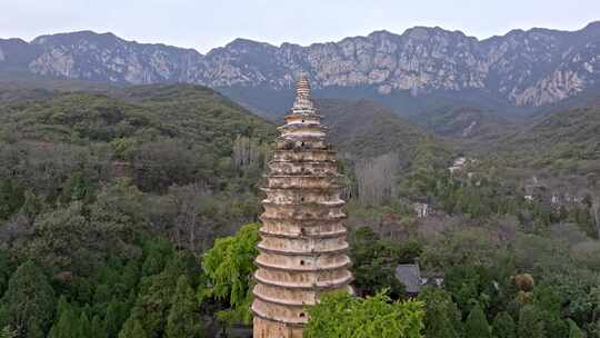 航拍嵩山嵩岳寺塔