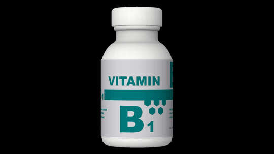 一瓶维生素B1胶囊、药丸、片剂、Alph