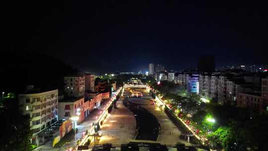 广东云浮夜景云浮南山河夜景航拍