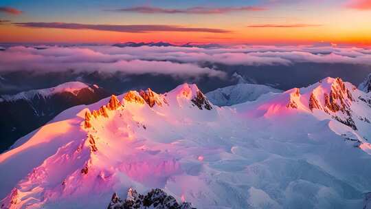 雪山日出云海壮丽景观