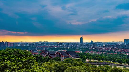 广西南宁东盟商务区城市全景延时摄影