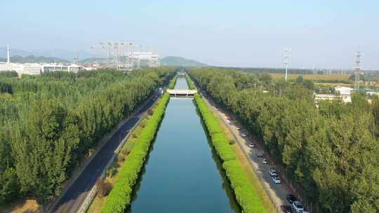 北京河道航拍南水北调绿水青山昌平