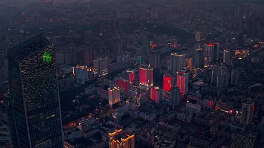 汇都国际楼顶航拍昆明市中心夜景