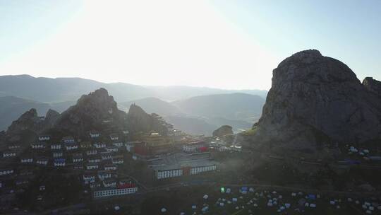 西藏丁青县孜珠寺雍仲苯教航拍孜珠神山